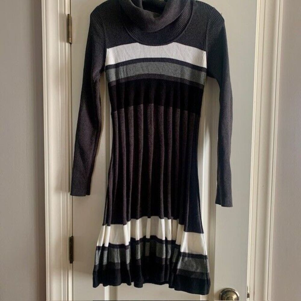 Calvin Klein Sweater Dress Womens Medium Gray Knit Cottage Core Academia‎